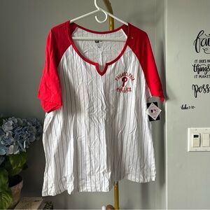 New Era women’s Phillies pinstripes jersey with short sleeves Raglan tops size 1